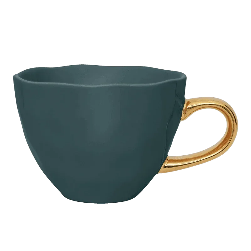 Good Morning Tasse Cappuccino / Tee Ø11 cm - Blau Grün (2er-Set)