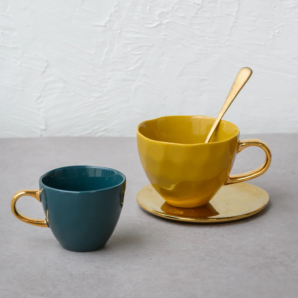 UNC | GOOD MORNING KOFFIEKOP (SET OF 4) | BLUE GREEN Ø 8 CM