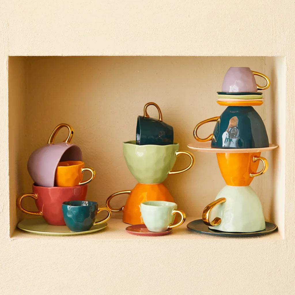 UNC | GOOD MORNING KOFFIEKOP (SET OF 4) | BLUE GREEN Ø 8 CM