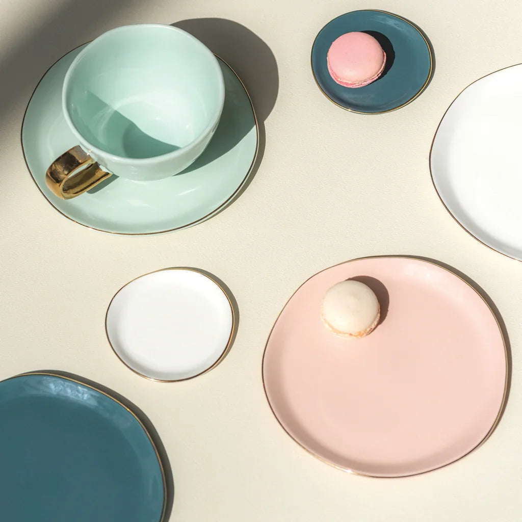 UNC | GOOD MORNING DINERBORD (SET OF 4) | WHITE / GOLD Ø 22,8 CM
