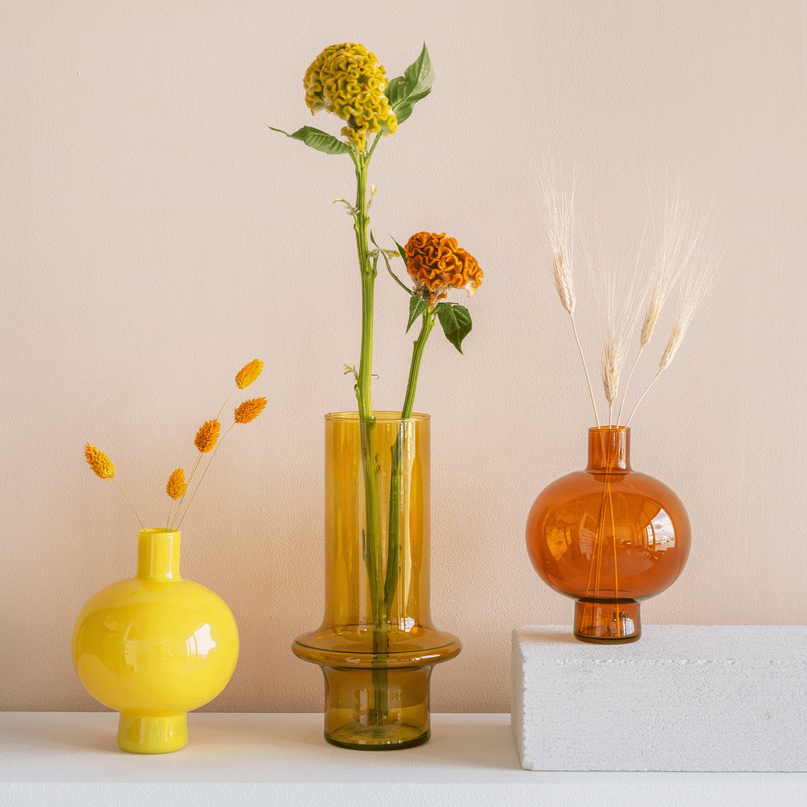 UNC | VASE RECYCLED GLASS | ROOD Ø 17x31 CM