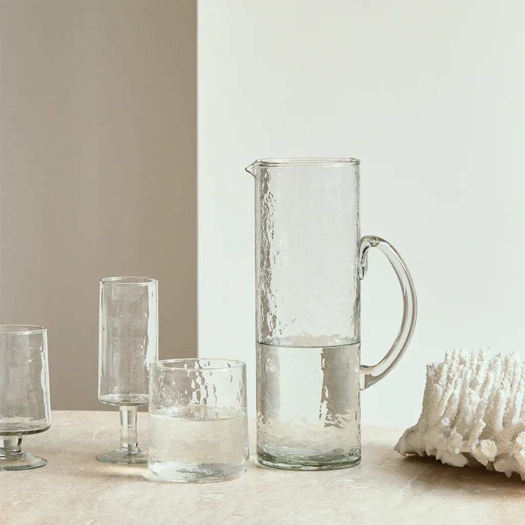 UNC | HAMMERED CHAMPAGNEGLAZEN (SET OF 4) | TRANSPARANT