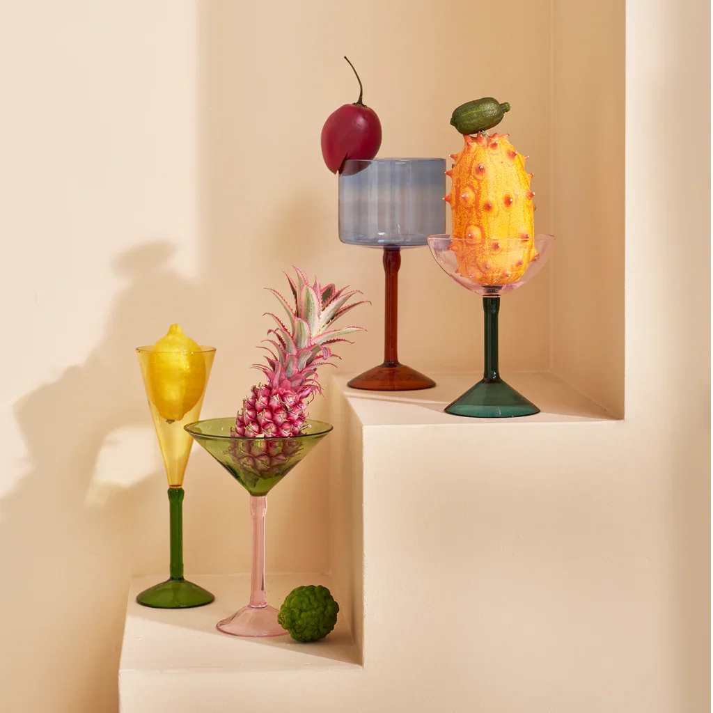 UNC | MARTINI COCKTAIL GLASS (SET OF 2) | GIFTSET | GROEN/ROZE