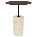 URBAN NATURE CULTURE | BIJZETTAFEL MACY B | BEIGE MARMER EN ROOD/BRUIN Ø 36