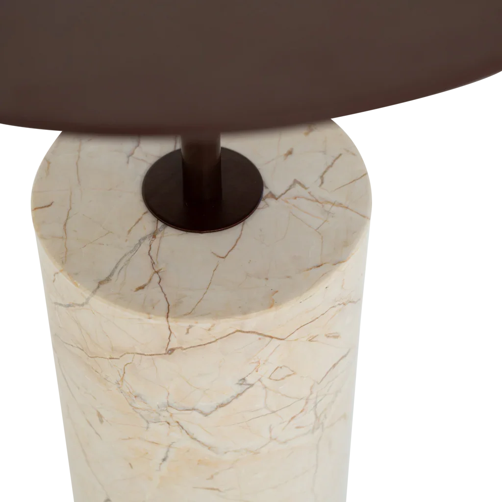 URBAN NATURE CULTURE | BIJZETTAFEL MACY B | BEIGE MARMER EN ROOD/BRUIN Ø 36