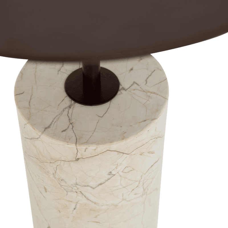 URBAN NATURE CULTURE | BIJZETTAFEL MACY B | BEIGE MARMER EN ROOD/BRUIN Ø 36