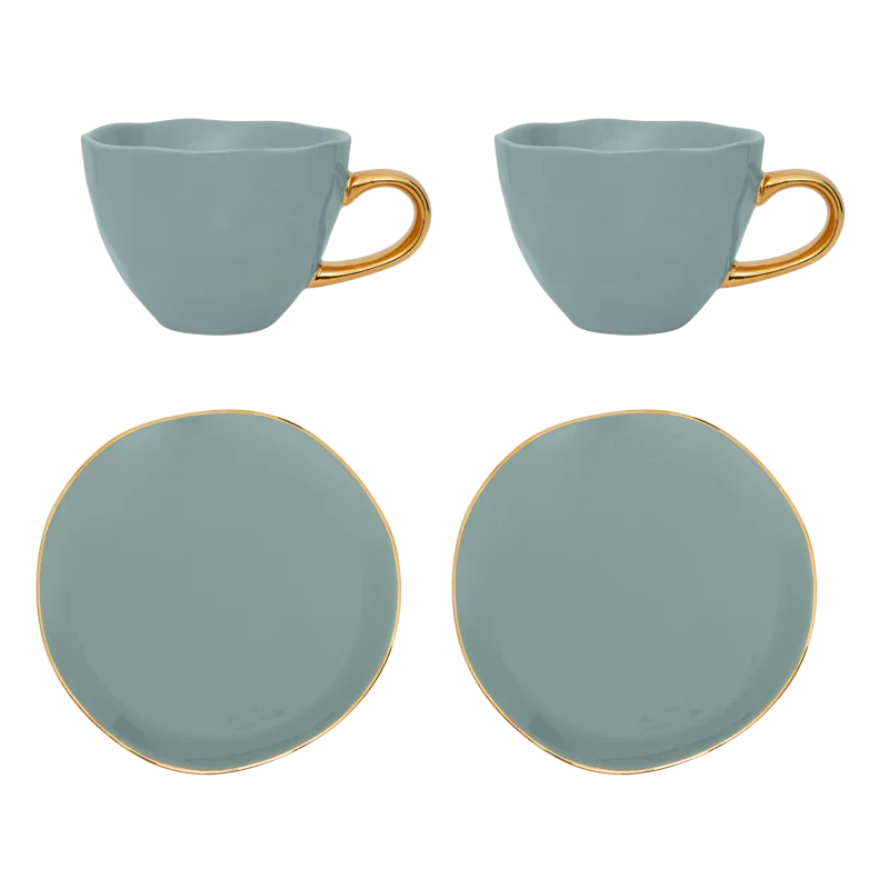 UNC | CADEAUVERPAKKING | Good Morning Cappuccino THEE | BORD (set of 4) | Papaya slate