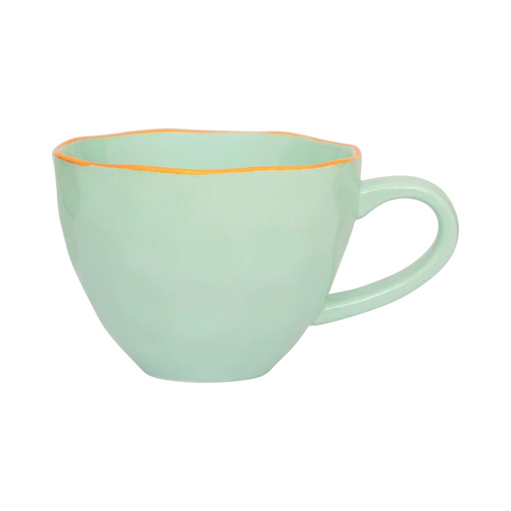 Good Morning Tasse Cappuccino/Tee skulptiert Seladon (4er-Set)
