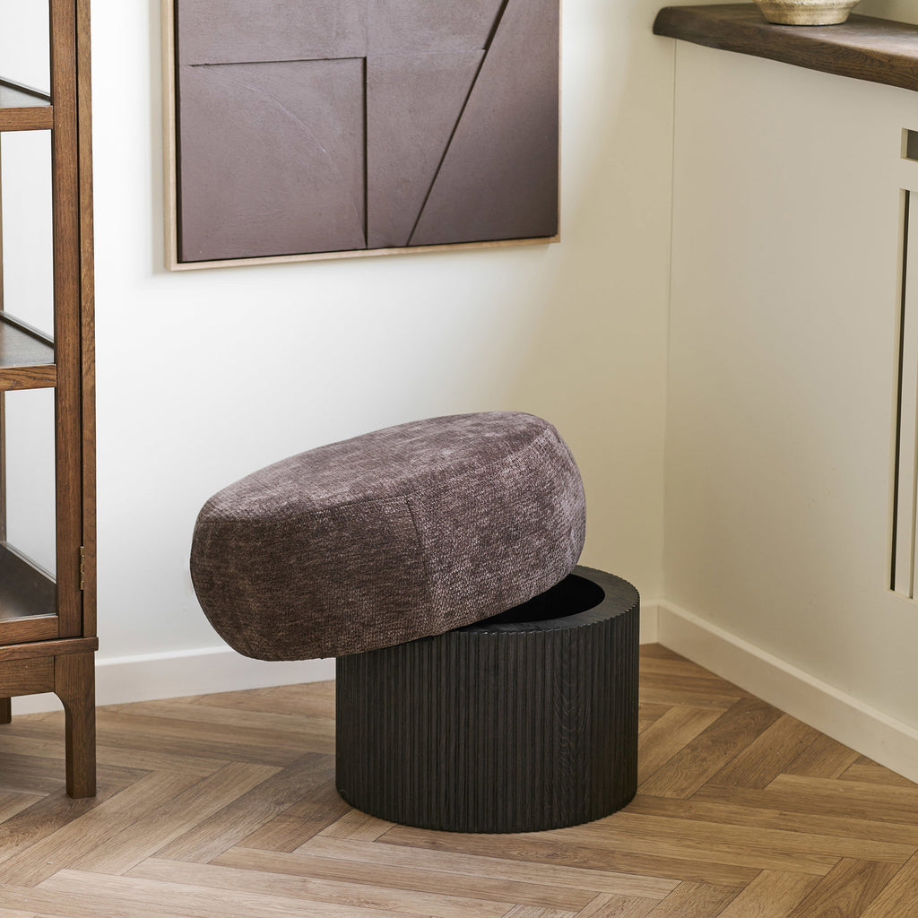 HOUSE NORDIC | CHRISTCHURCH POUF | DONKERBRUIN (Ø52x42 CM)