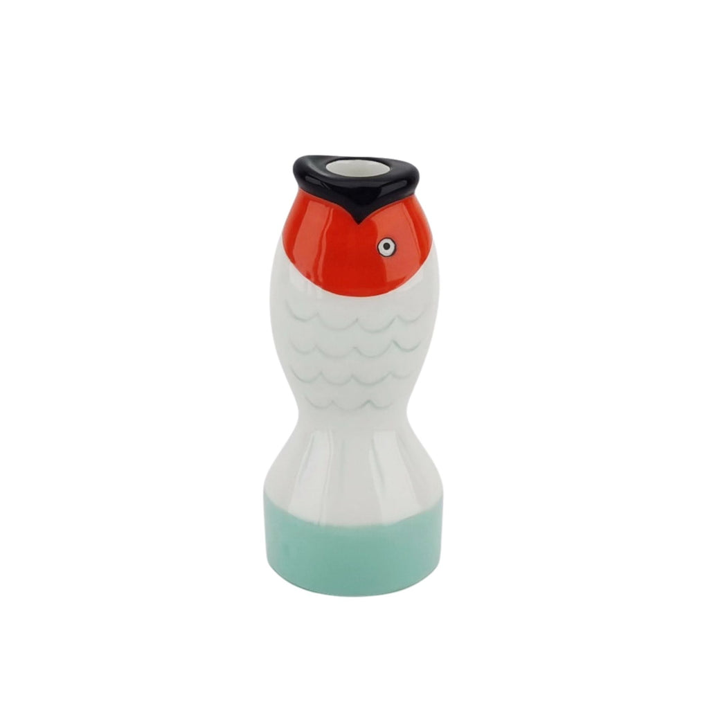 HOUSEVITAMIN | KANDELAAR FISH | MINT + WIT + ORANJE 16,5CM