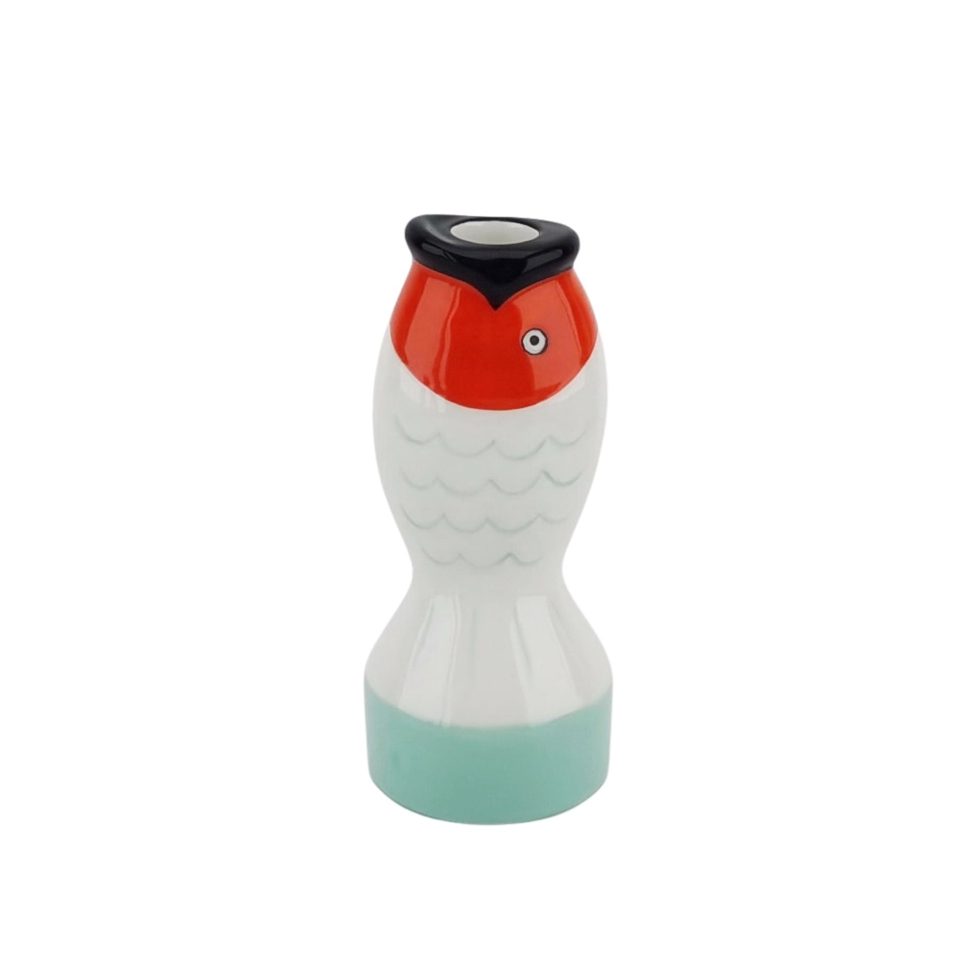 HOUSEVITAMIN | KANDELAAR FISH | MINT + WIT + ORANJE 16,5CM