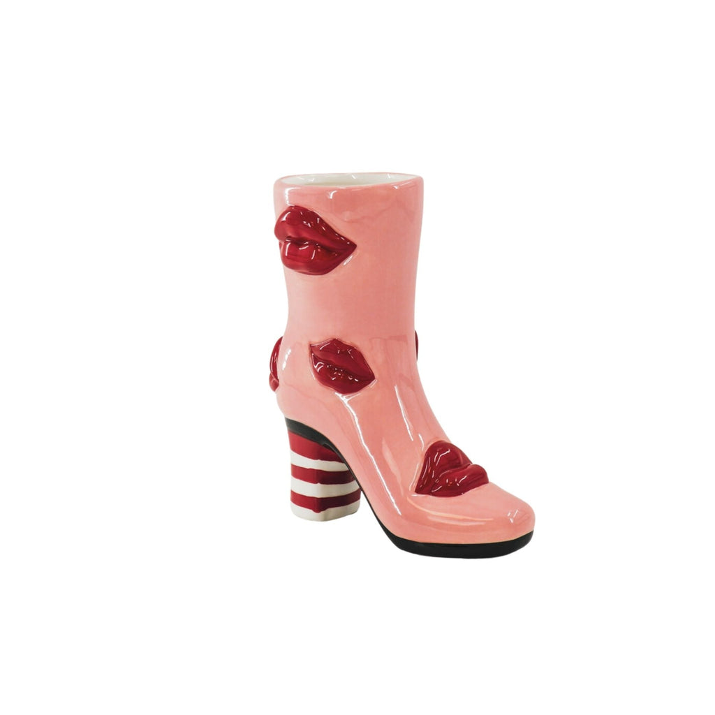 HOUSEVITAMIN | KISS ME BOOT VAAS | ROZE/ROOD 19,5X8,5X23 CM
