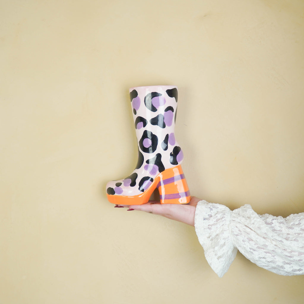 HOUSEVITAMIN | LEOPARD BOOT VAAS | ROZE + ORANJE