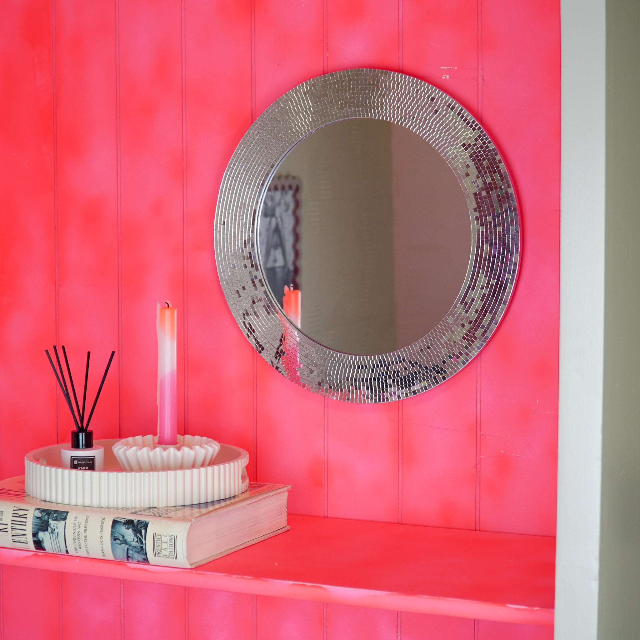 HOUSEVITAMIN | RONDE DISCO SPIEGEL | ZILVER 40CM