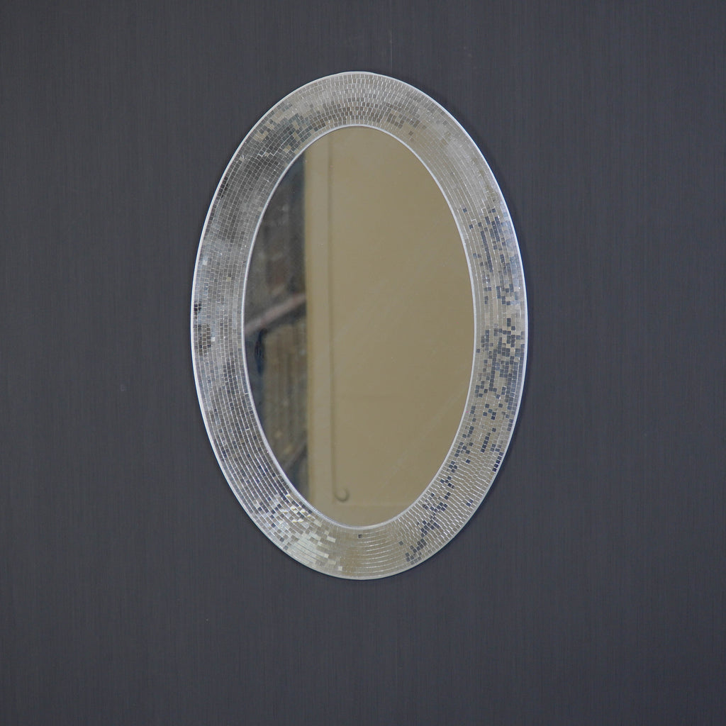 HOUSEVITAMIN | DISCO OVALE SPIEGEL | ZILVER 60X40X1 CM