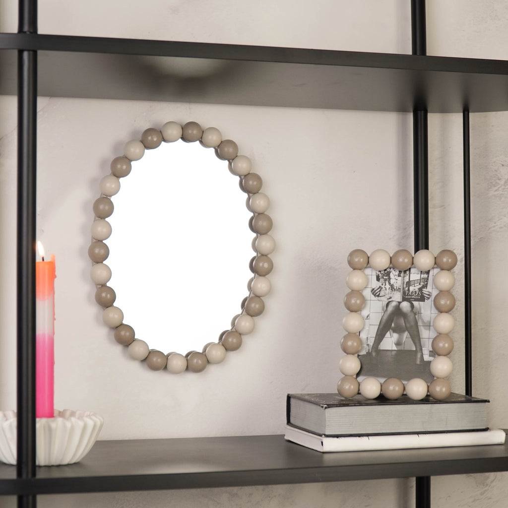 HOUSEVITAMIN | OVALE SPIEGEL BUBBLES | TAUPE 29X22,5 CM