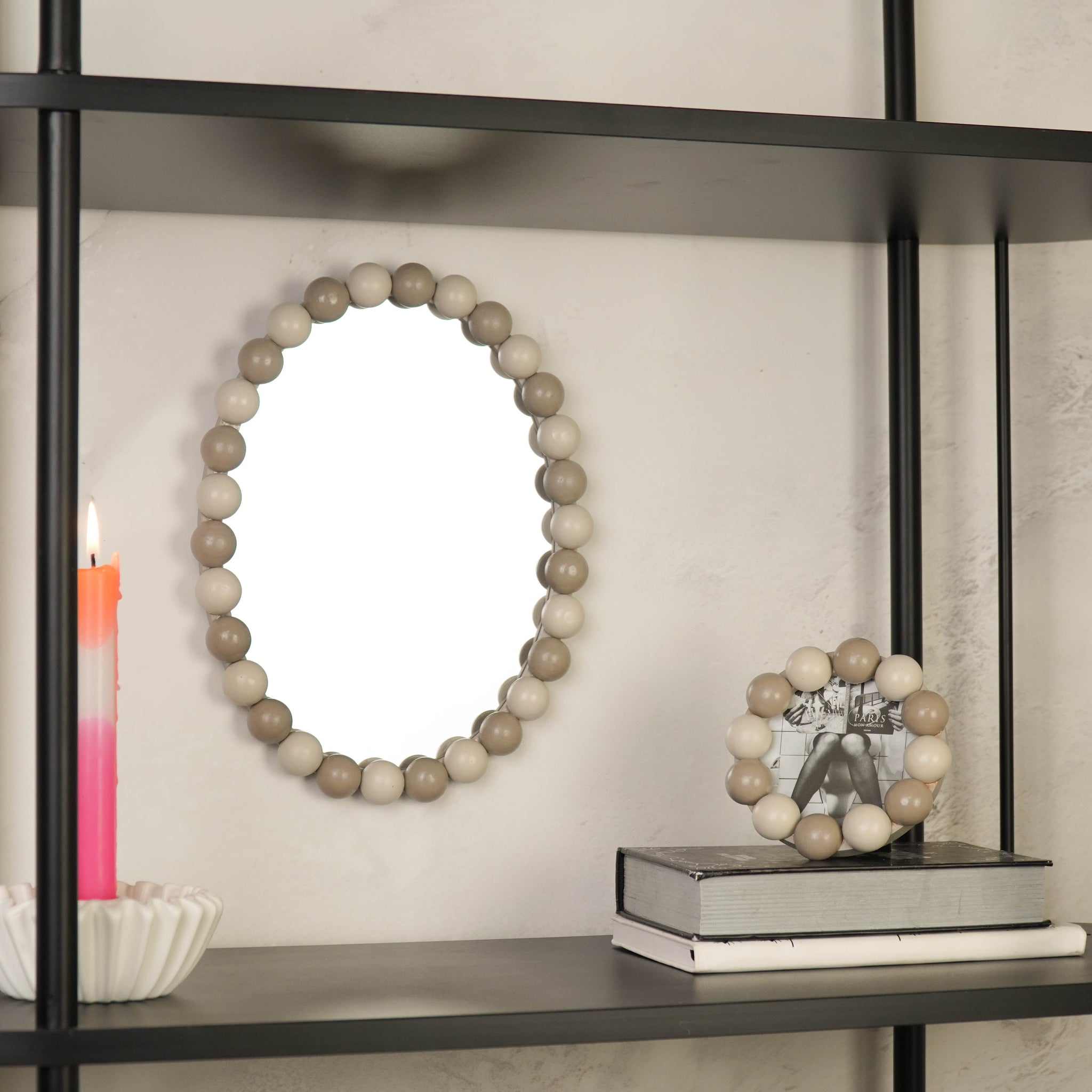 HOUSEVITAMIN | OVALE SPIEGEL BUBBLES | TAUPE 29X22,5 CM