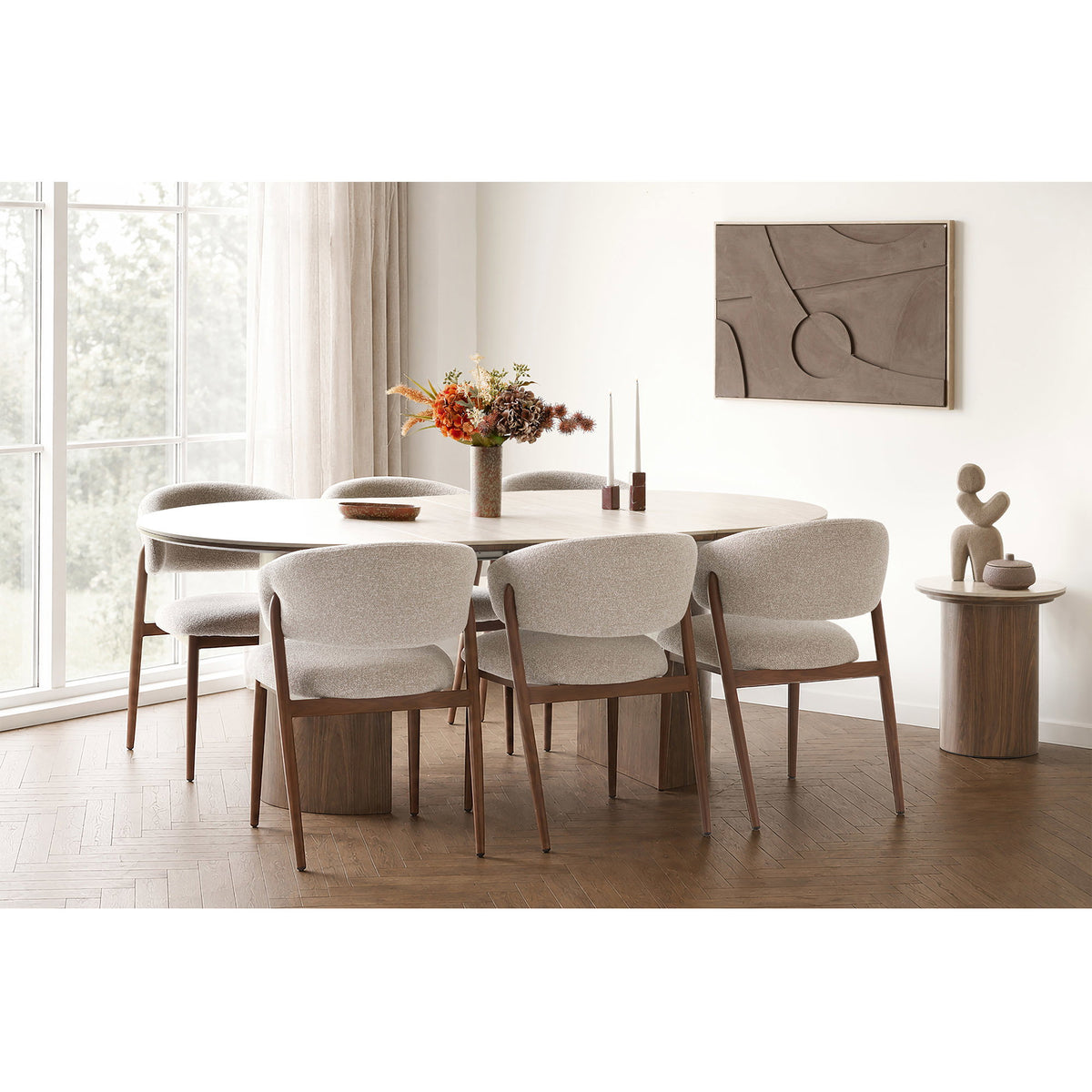 HOUSE NORDIC | BIJZETTAFEL DELPHI | TRAVERTINE + DARK BROWN