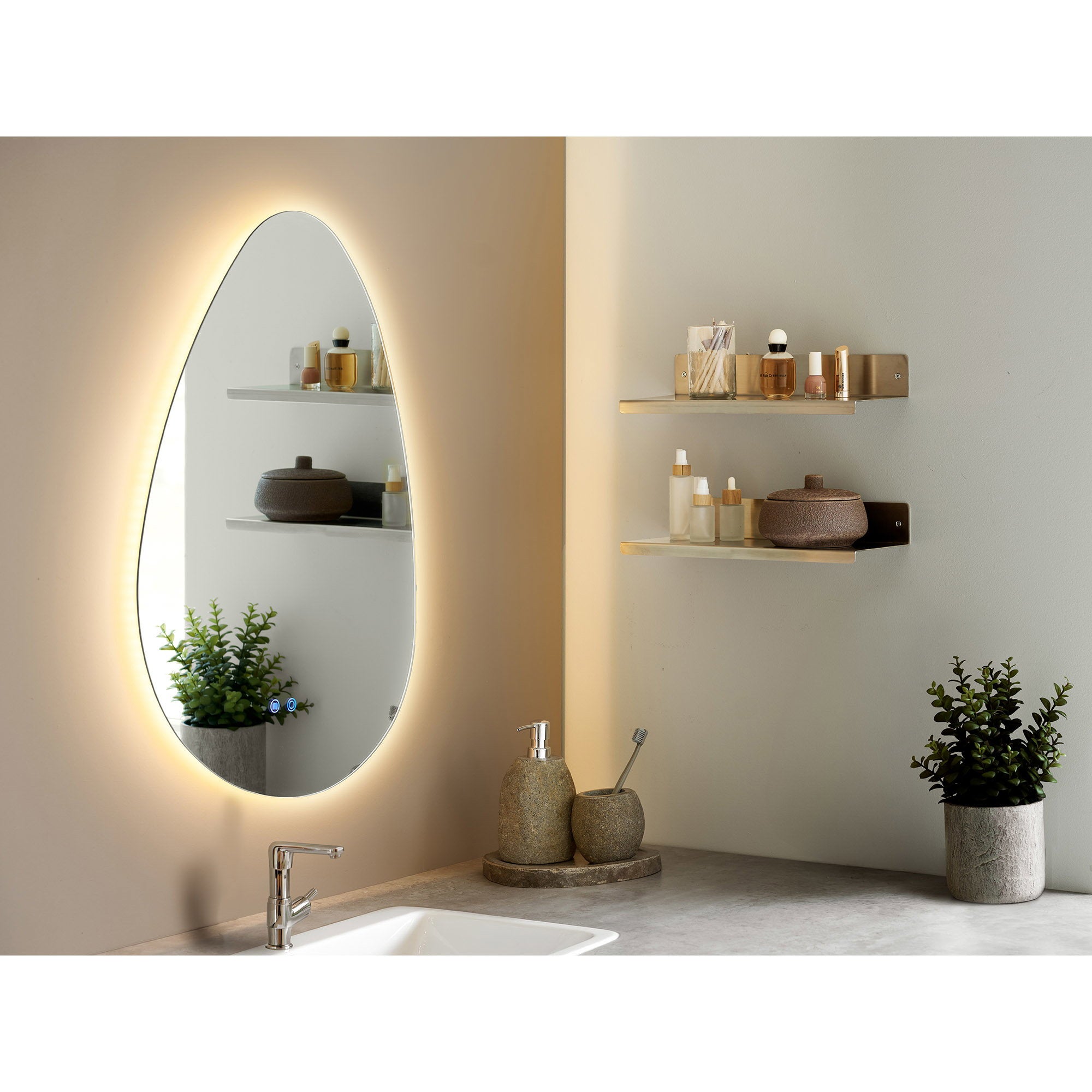 HOUSE NORDIC | KIAMA SPIEGEL | LED + ANTI-FOG | ORGANISCH (58x80 CM)