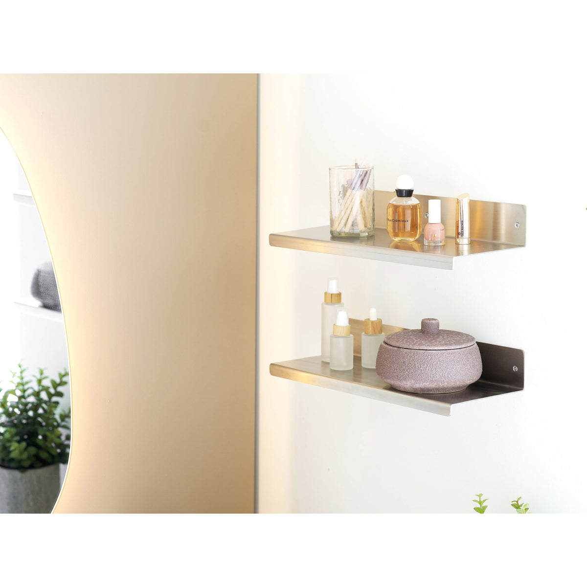 HOUSE NORDIC | NAGOYA WALL SHELF | RVS ZILVER 15X40X8 CM