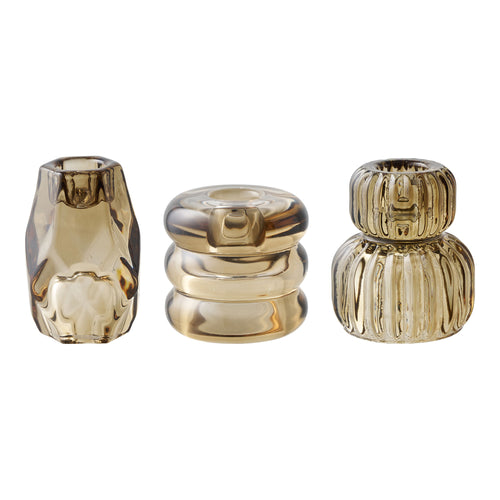 House Nordic | Kandelaar (Set of 3) | bruin