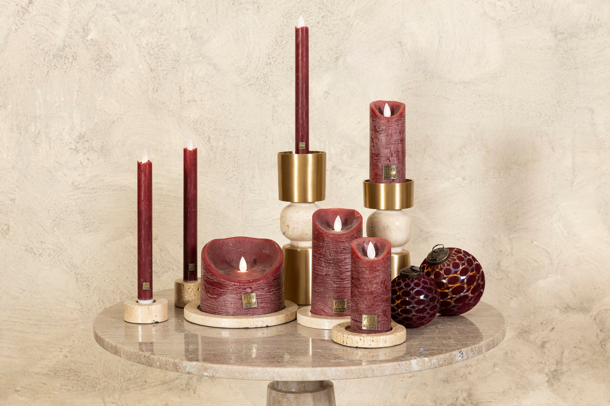 PTMD | Theelichthouder Jaqueleen | Travertin