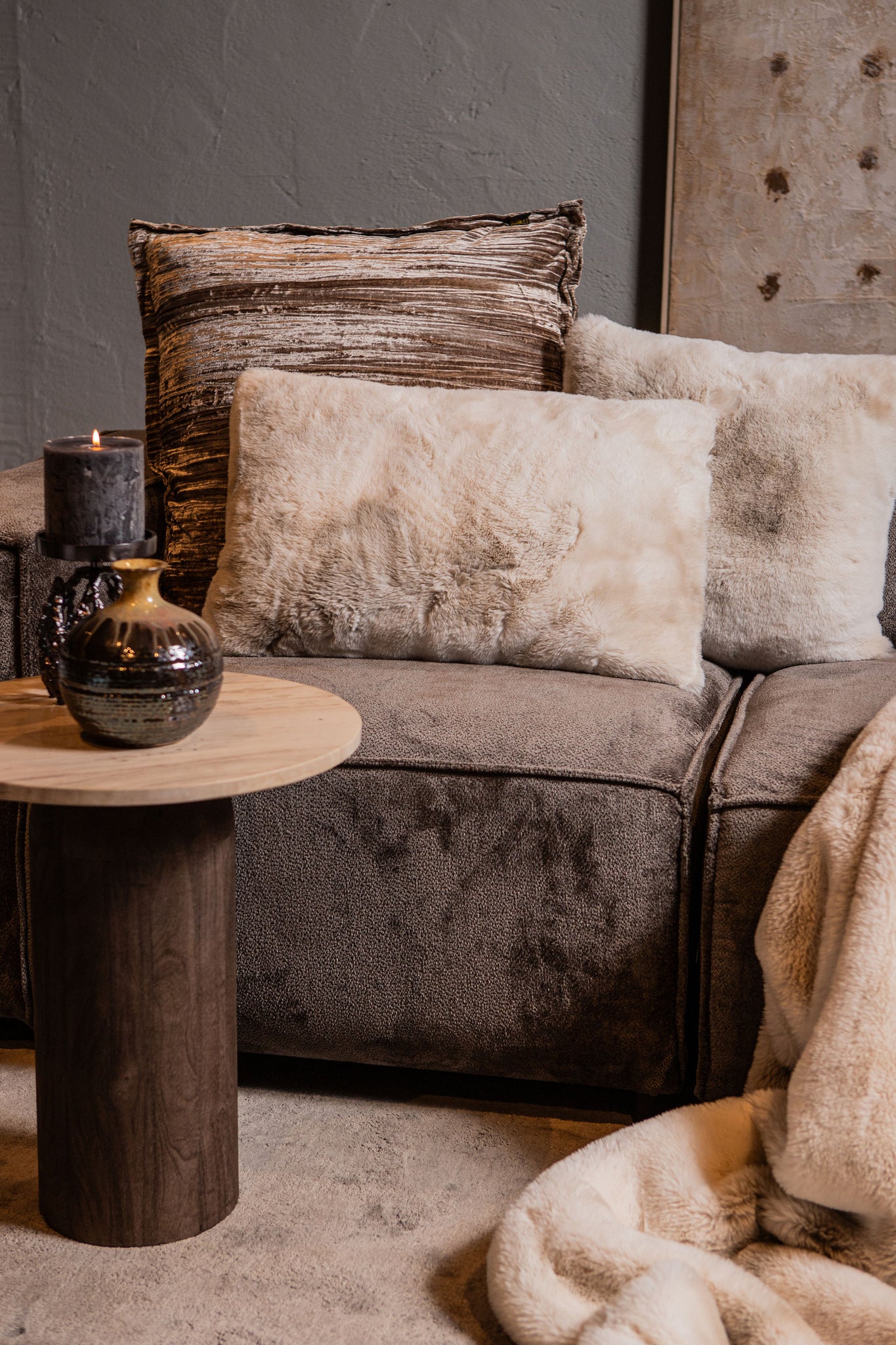 PTMD |  kussenhoes Faux Fur Linde | Off-white