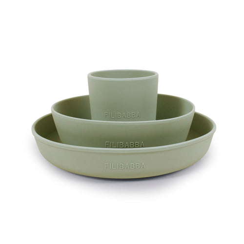 Filibabba kinderservies siliconen antislip bord en beker set
