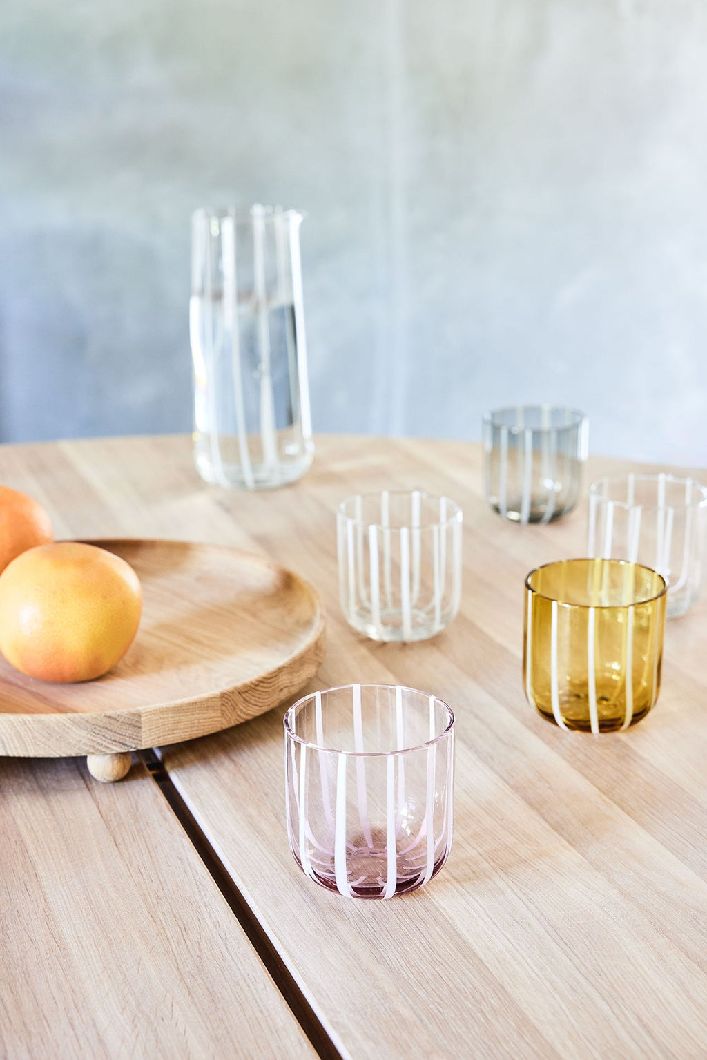OYOY LIVING | MIZU GLASS | MONDGEBLAZEN GESTREEPT GEEL (SET OF 2)