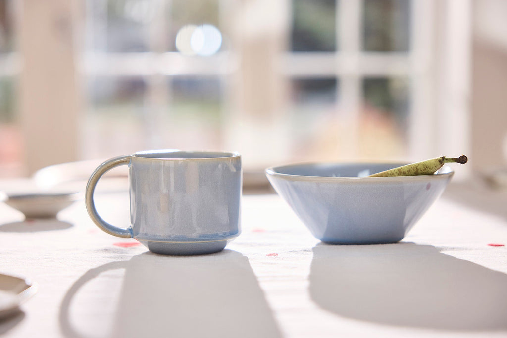 OYOY LIVING | YUKA BOWL MEDIUM | HANDGEMAAKTE SCHAAL | BLAUW GRIJS