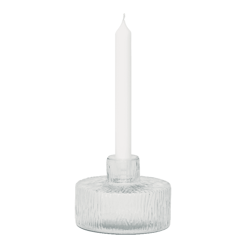 Detail van het heldere gerecyclede glas van de UNC Solvi kandelaar